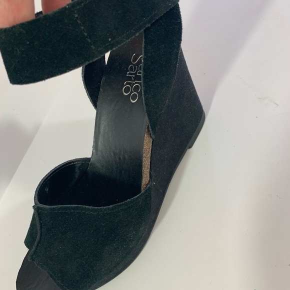 🌺SOLD🌺Franco Sarto Fairfax Black Suede Wedge Plateform Sandal Heels - Picture 10 of 11